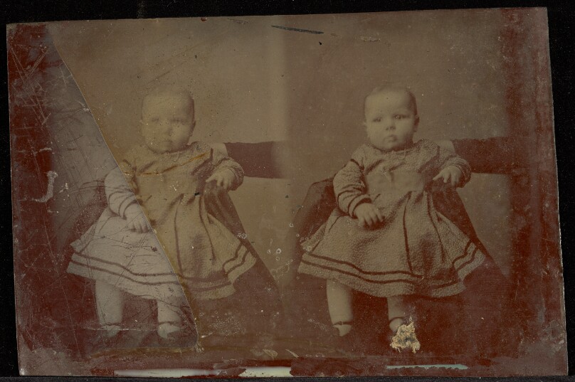 [Double portrait of a baby]
