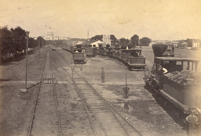 No. 189. Maryland Avenue Depot, Washington, D.C., With Engines sent from Alexandria for safety.