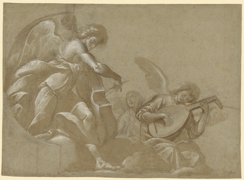 Angel Musicians (recto); Head Studies (verso)