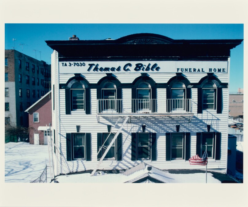 A former mansion, now the Thomas C. Bible Funeral Home, seen from the 6 line, Westchester Avenue, Bronx