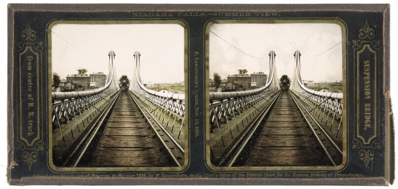 Suspension Bridge from centre of R.R. track.