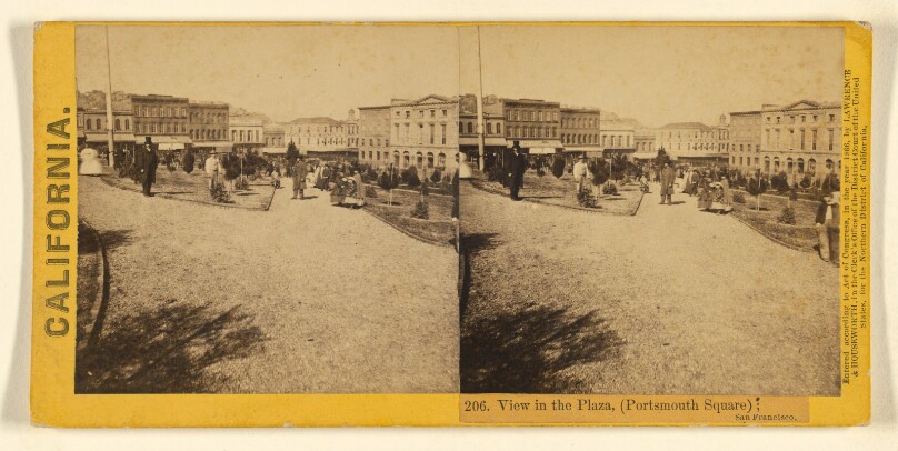 View in the Plaza, (Portsmouth Square); San Francisco.