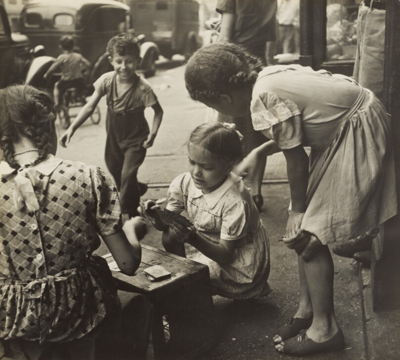 [Children Playing Cards, Lower East Side, New York]