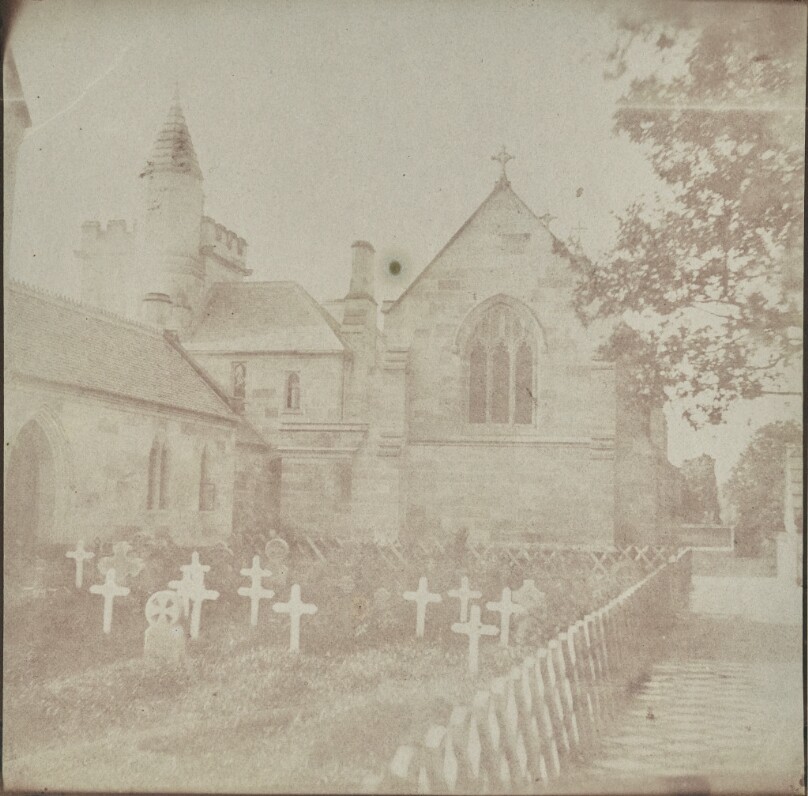 [Rear of a Church with Graveyard]
