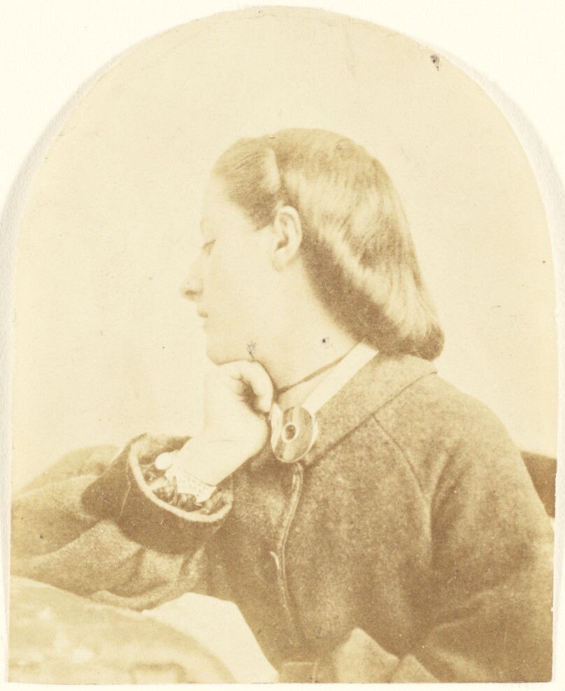[Portrait of a Woman in Profile with One Hand to Her Chin]