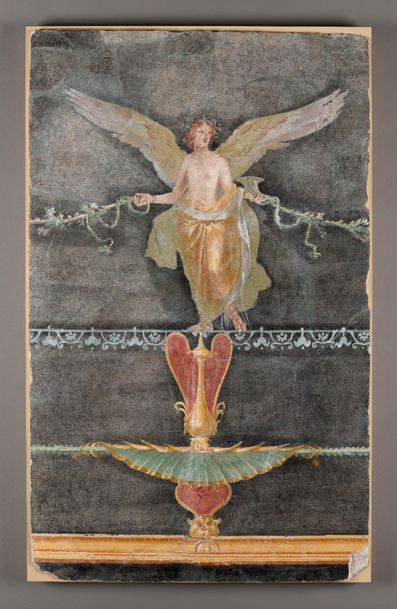 Wall Fragment with Winged Female (Nike) on Black Ground