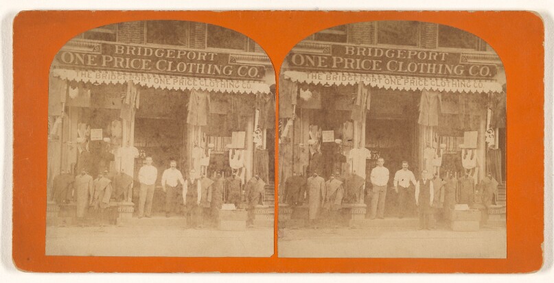 [Exterior view of Bridgeport One Price Clothing Co.]