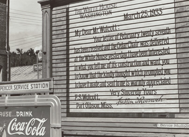 Letter from FDR on side of Building, Port Gibson, Mississippi