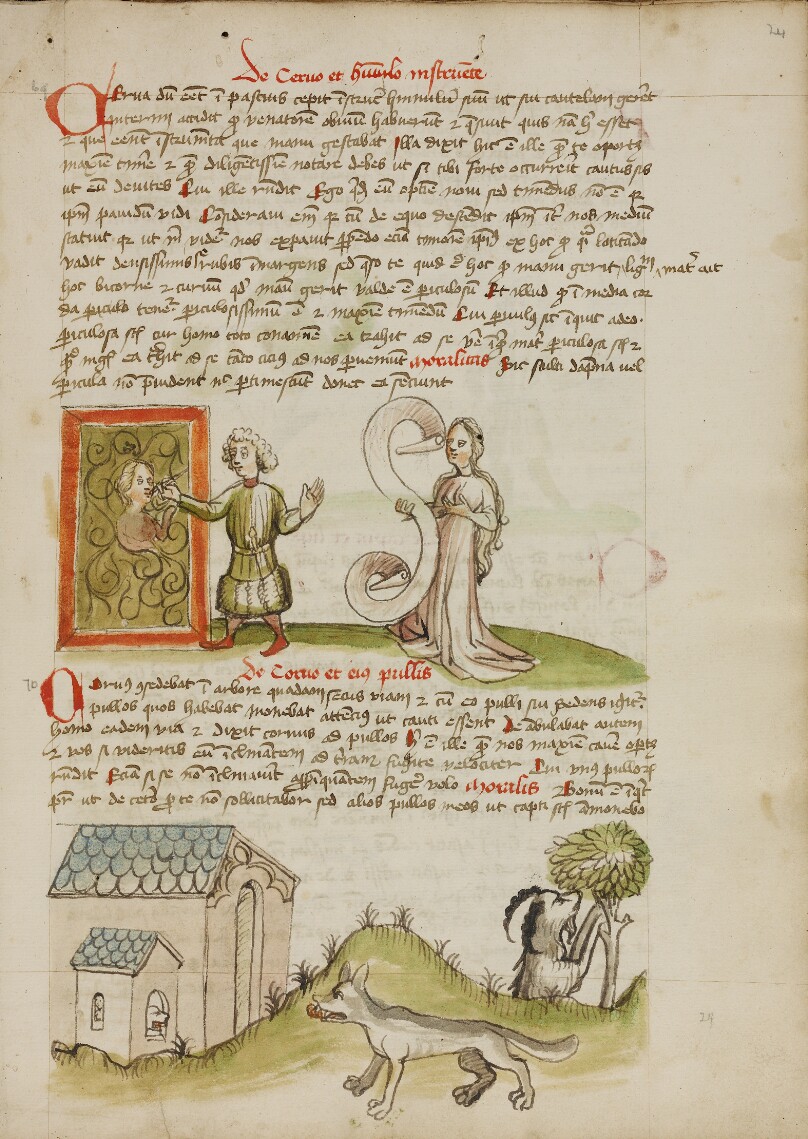 A Man Painting a Picture of his Wife; A Wolf before a House with Goat Stalls and Goats Eating Tree Leaves in the Distance