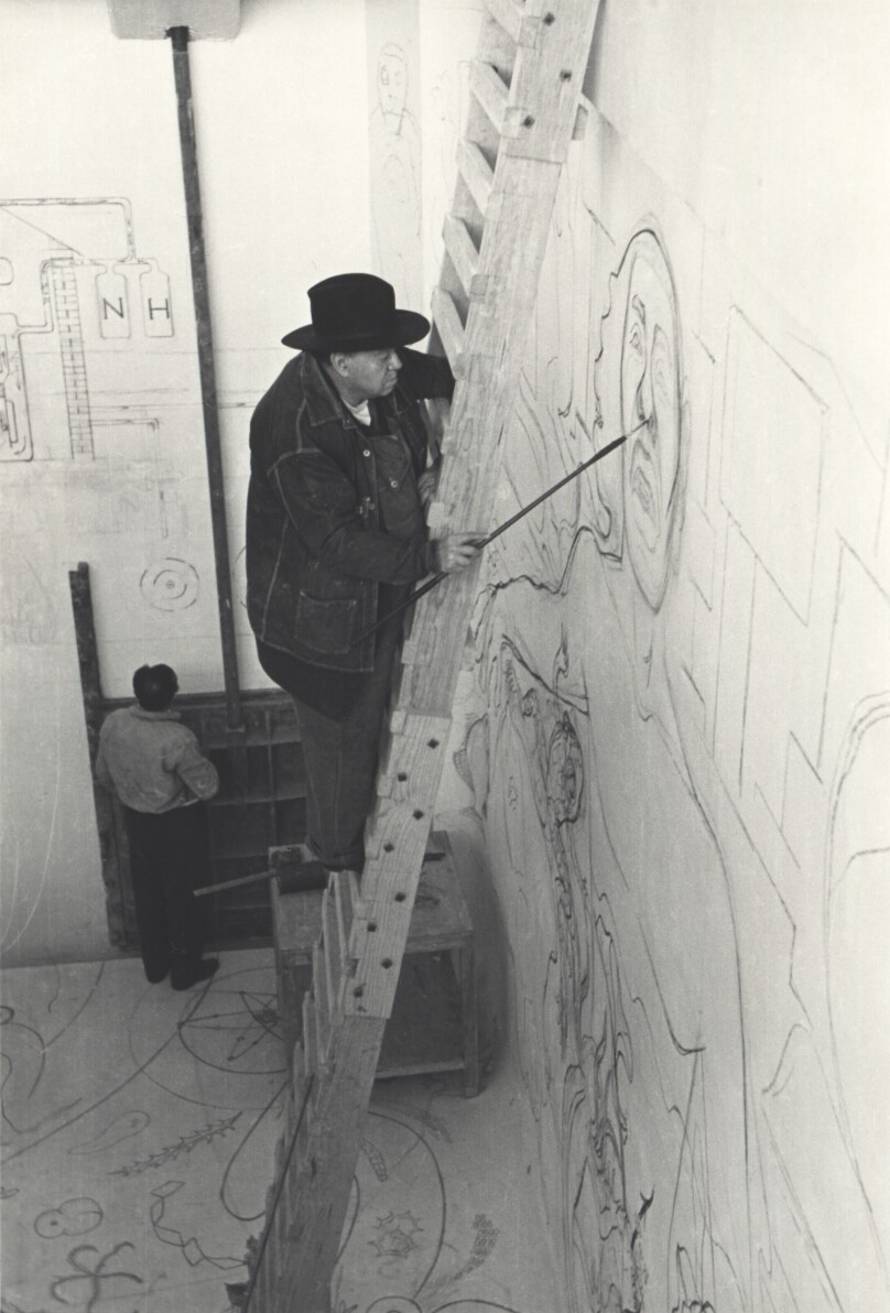Diego Rivera Painting a Mural