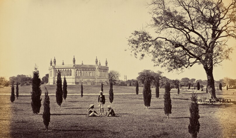 Cawnpore; The Memorial Well, with the Cawnpore Church in the Distance