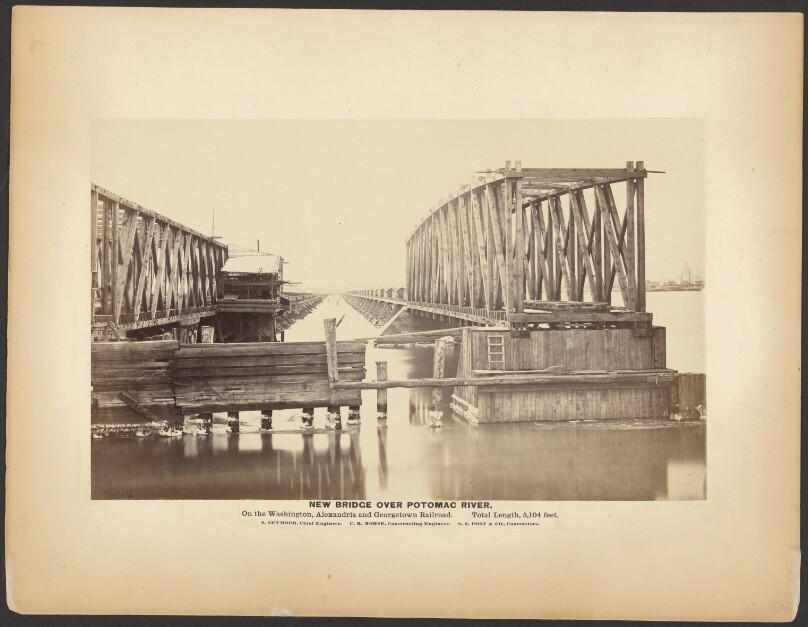 New Bridge over Potomac River. On the Washington, Alexandria and Georgetown Railroad. Total length 5,104 feet.