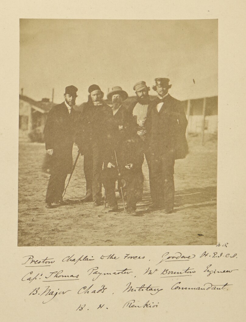 Preston, Chaplain of the Forces, Goodeve, H.E.I.C.S, Capt. Thomas, Paymaster, Mr. Brinton, Engineer, B. Major Chads, Military Commandant, B.H. Renkioi