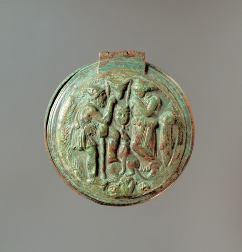 Mirror with Relief-Decorated Cover