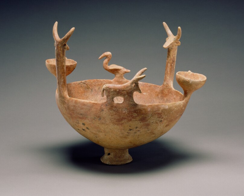 Red-Polished Ware Bowl with Modeled Figures