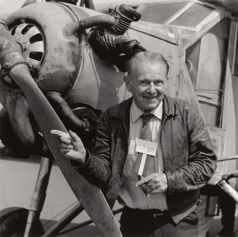 Douglas "Wrong Way" Corrigan with his 1929 Curtis Robin airplane