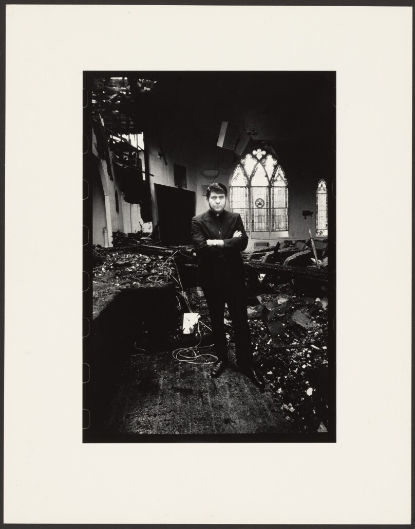 The Rev. Troy Perry, Gay Religious Activist, in His Burnt Down Church, Los Angeles
