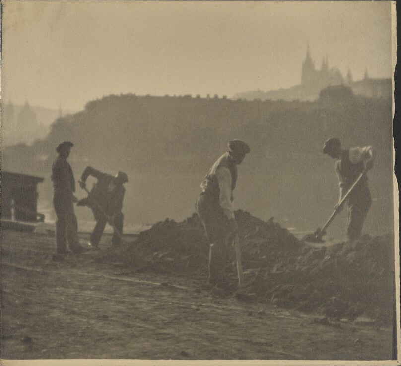 [Men digging]