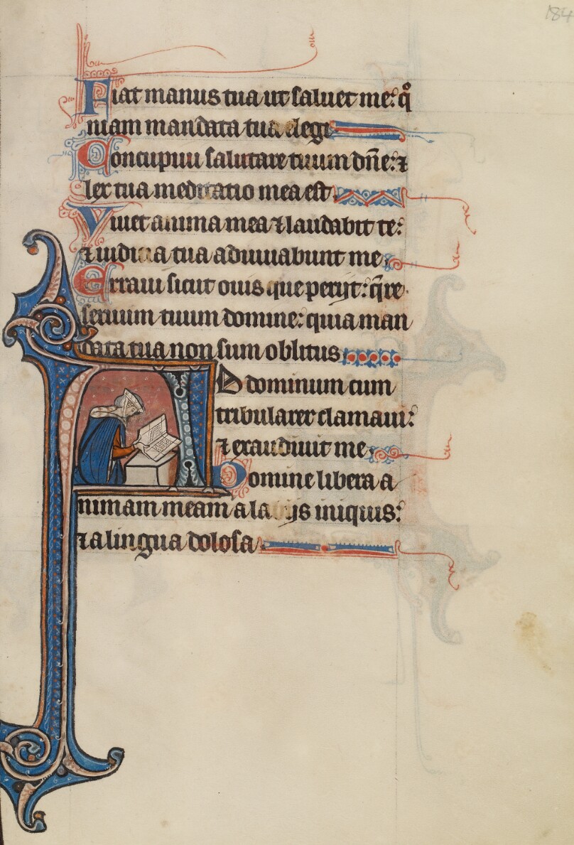 Initial A: A Noblewoman Seated on the Ground Reading