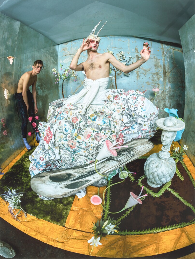 James Spencer and Harry Kalfayan as Faun in Tudor Casket Garden