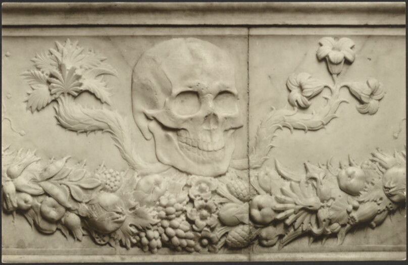 Detail, Deaths Head, by Antonio Rossellino.