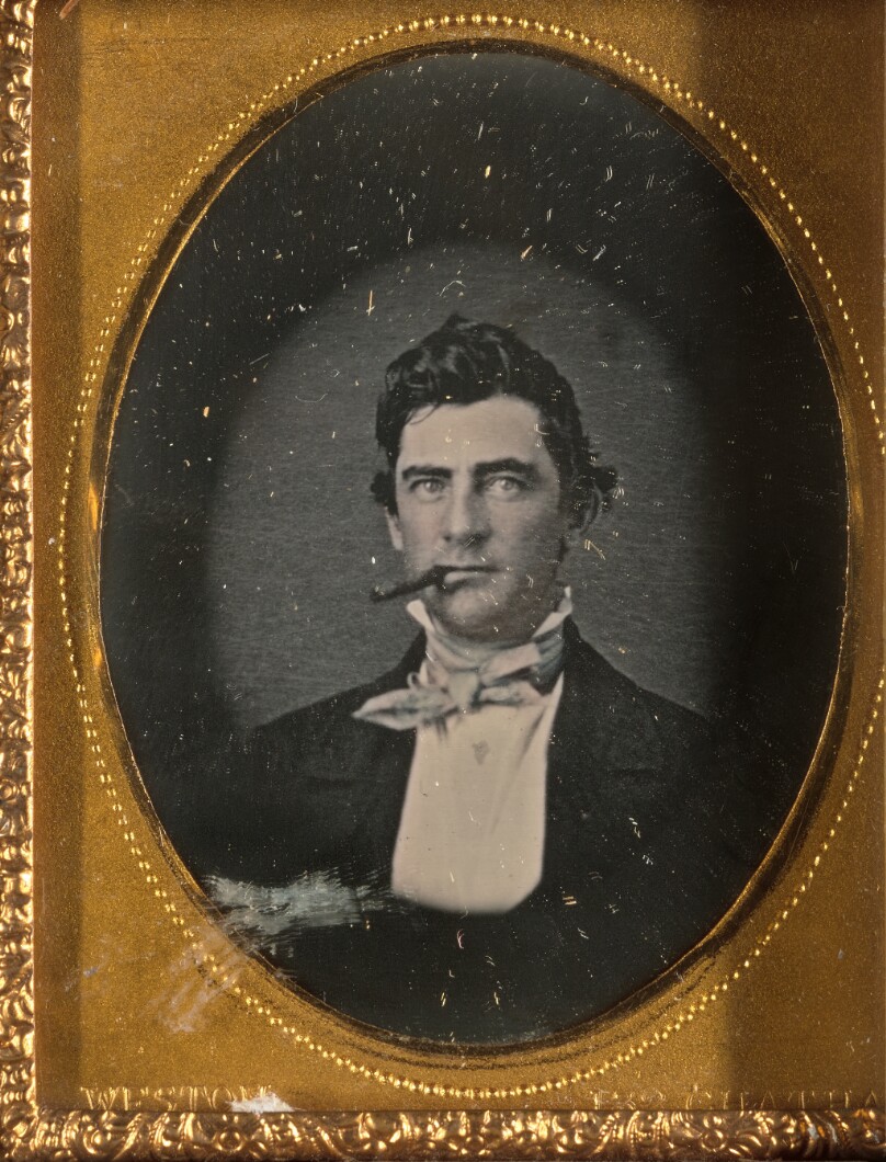 [Portrait of an Unidentified Man Smoking a Cigar]