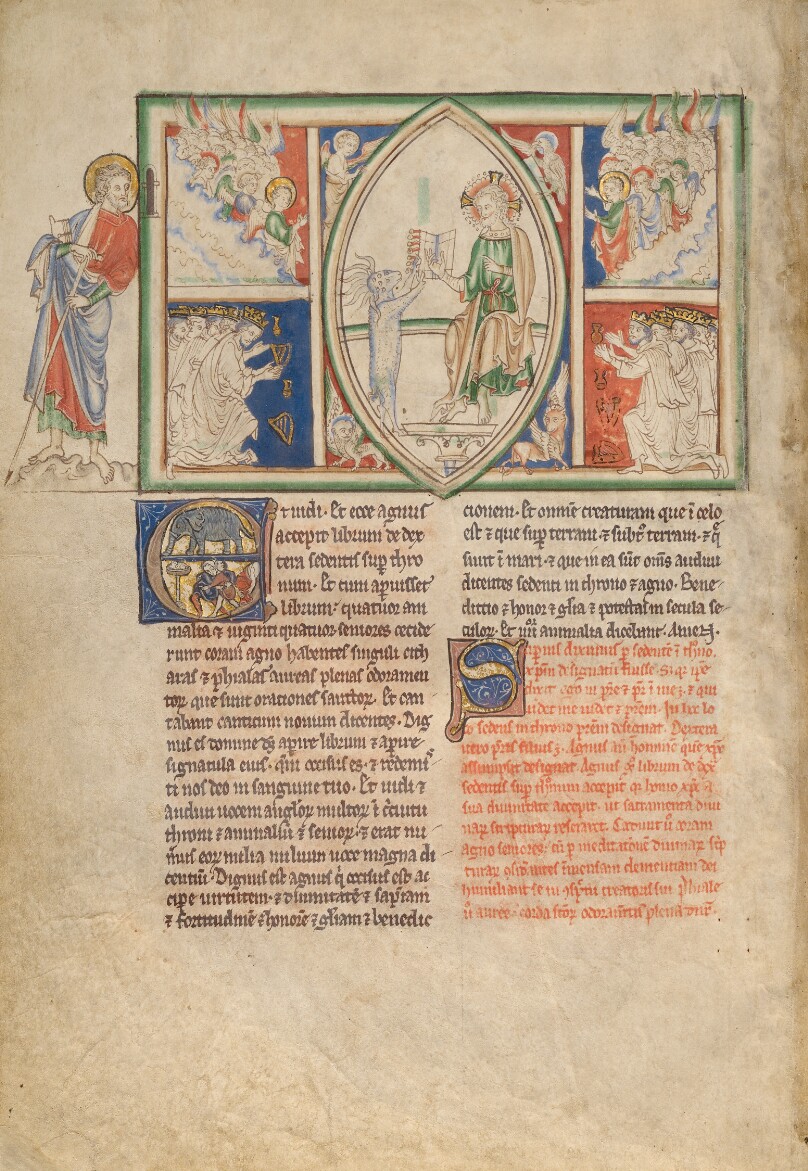 The Lamb Taking the Sealed Book and an Angel and the Elders Singing Praises