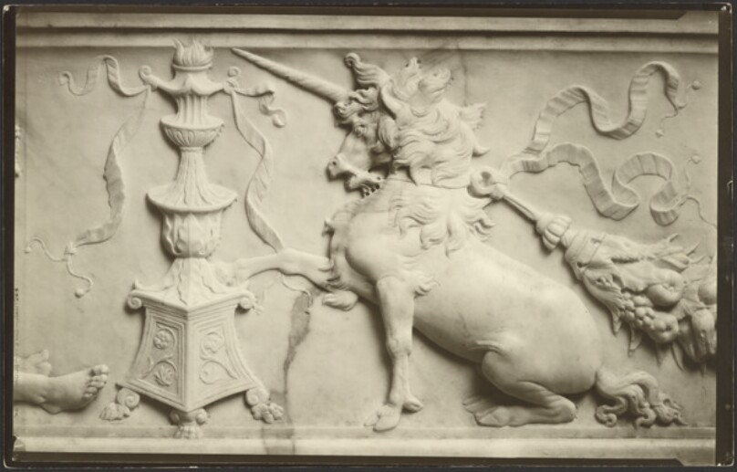 Detail, Unicorn, by Antonio Rossellino.