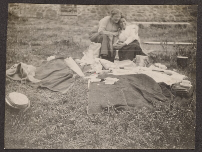 [Two women at a picnic]