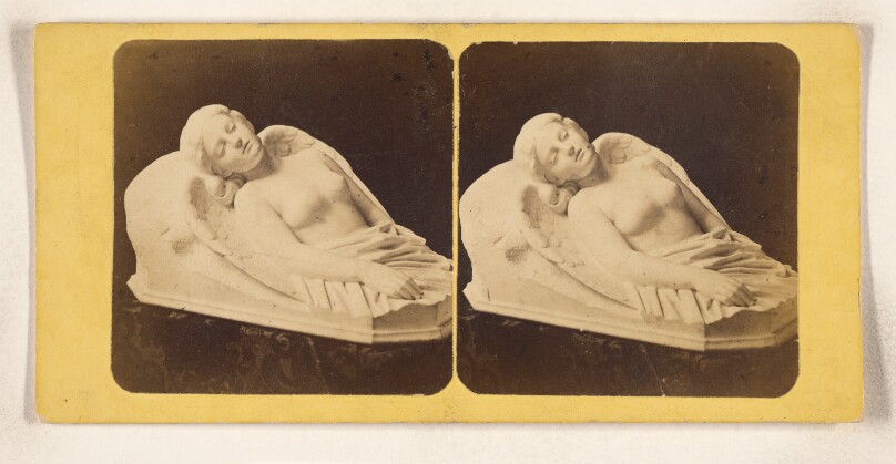 [Palmer Marbles. Sculpture of sleeping bare-breasted angel]