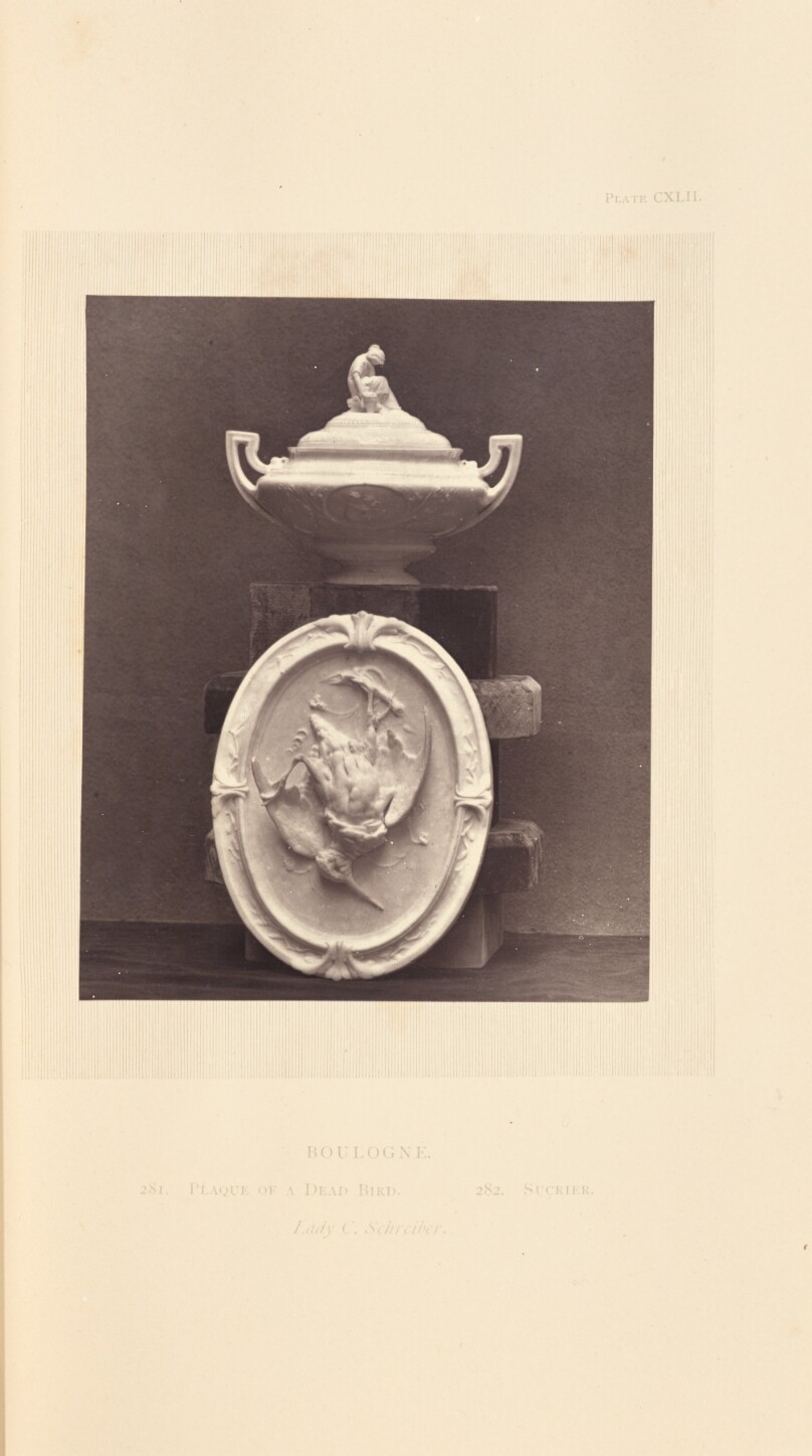 [Sugar bowl and plaque]