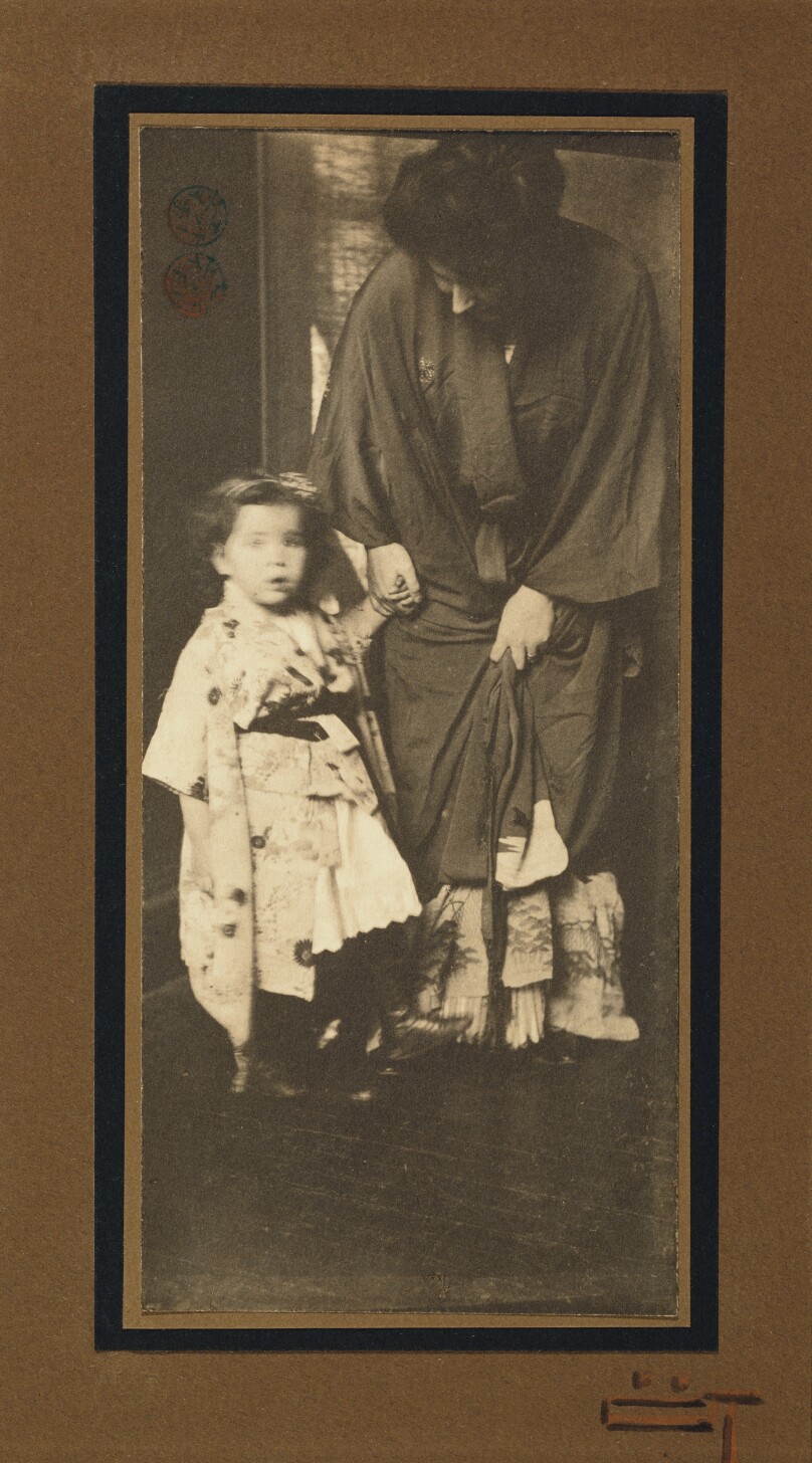 Mother and Child Wearing Kimonos