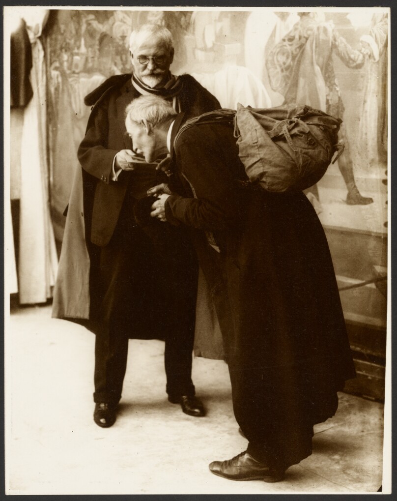 [Alphonse Mucha with his Assistant Knap, as Models for the Picture, "Mount Athos" from the "Epic of the Slavs Cycle"]