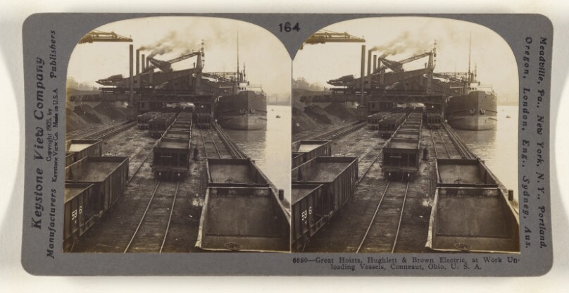Great Hoists, Hughlett & Brown Electric, at Work Unloading Vessels, Conneaut, Ohio, U.S.A.