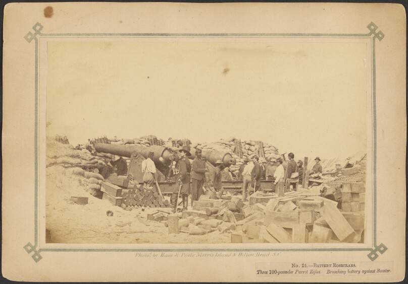 Battery Rosecrans, three 100-pounder Parrot Rifles, breaching battery against Sumter