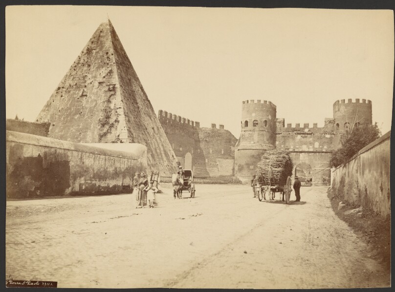 View of the Porta Ostiensis with the Pyramid of Caius Cestius