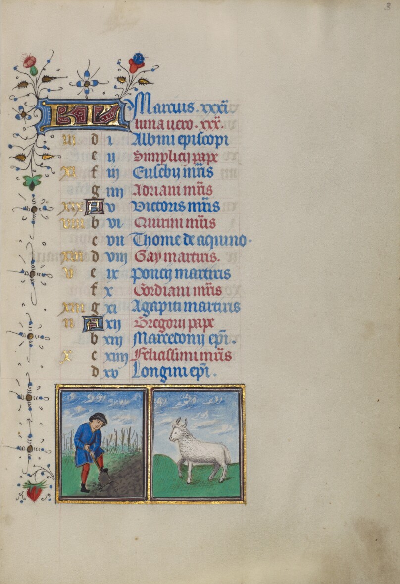Calendar Page for March; Digging; Aries