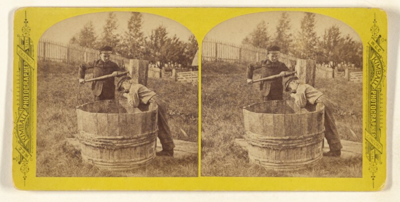 Getting a drink - "Don't pump too fast." [Shaker Village, Canterbury, New Hampshire]