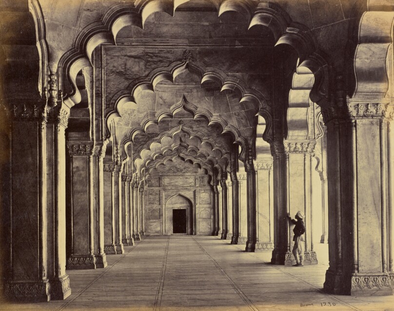 Agra; Interior of the Motee Musjid, Showing the Centre Aisle