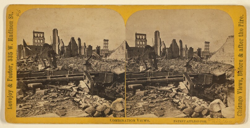 Palmer House [mounted with:] Ruins of the Chicago Fire, 1871.
