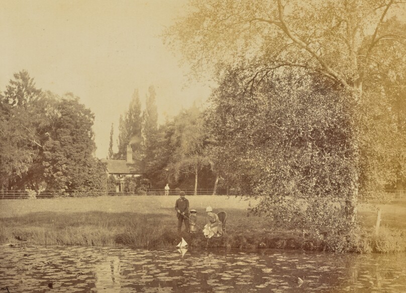 [Pond near a Country House]