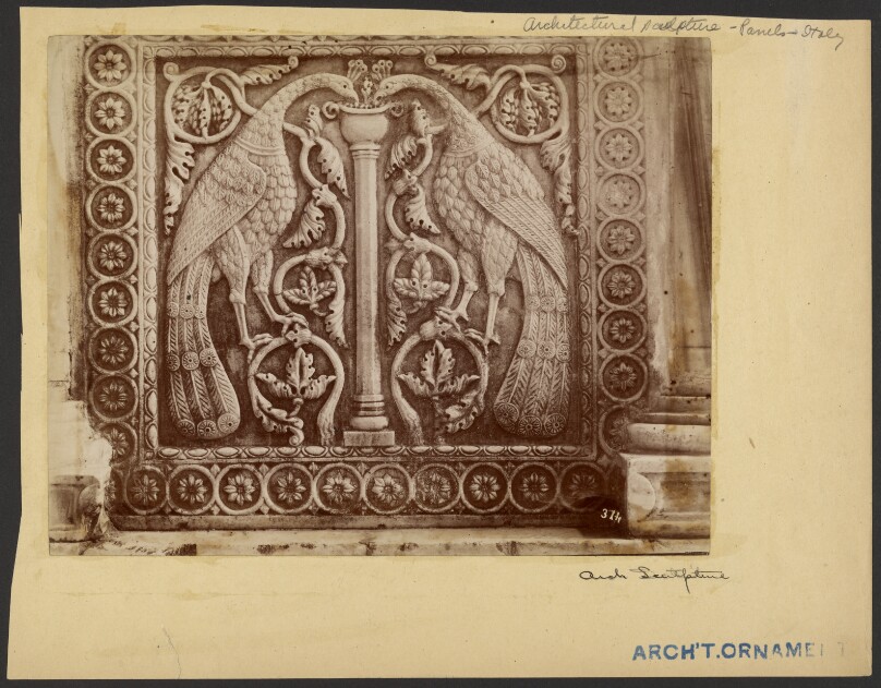 [Relief sculpture of two birds]