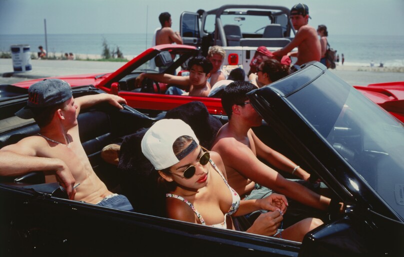 Mijanou and friends from Beverly Hills High School on Senior Beach Day, Will Rogers State Beach