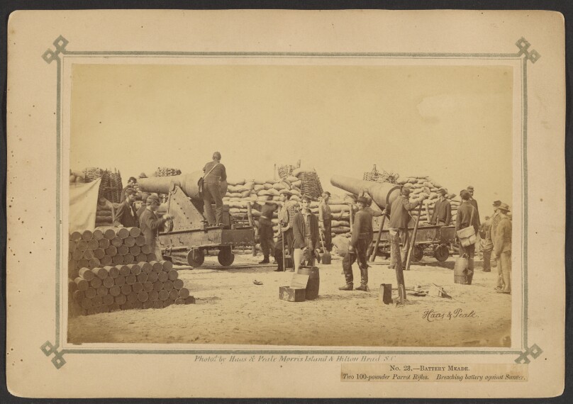 Battery Meade, Two 100-pounder Parrot Rifles, breaching battery against Sumter