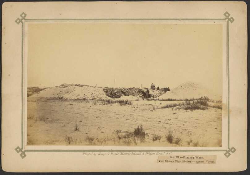 Battery Weed, five 10-inch siege mortars, against Wagner