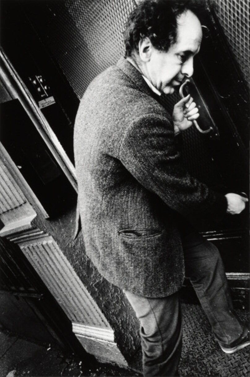 Robert Frank entering Bowery Studio Apartment, NY
