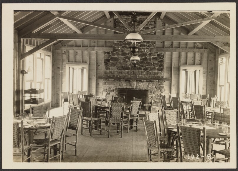 [Dining room with fireplace]