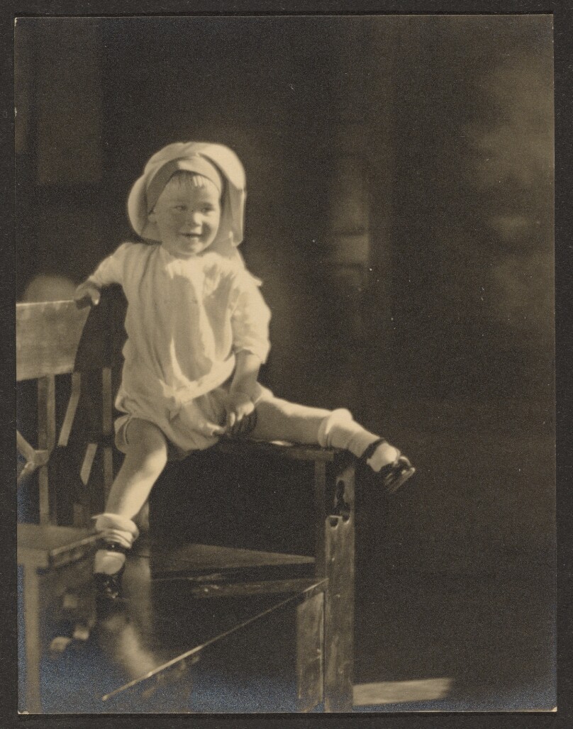 [Baby Seated on Bench]