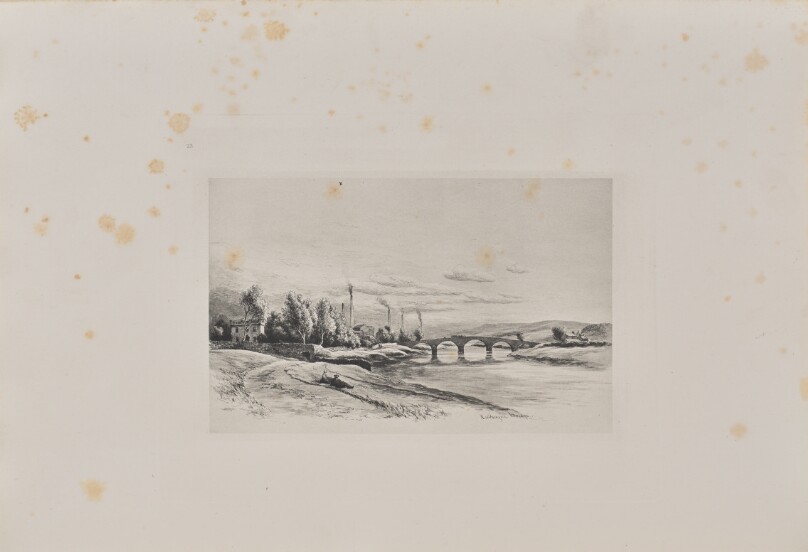 Rutherglen Bridge from East end of the Green, with Allan's Pen and Mansions 'mong Trees