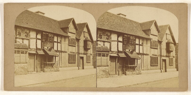 [The house in which Shakespeare was born in Stratford-on-Avon]